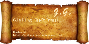 Giefing Gyöngyi névjegykártya