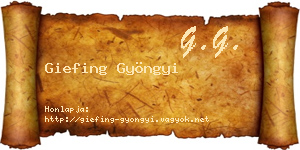 Giefing Gyöngyi névjegykártya